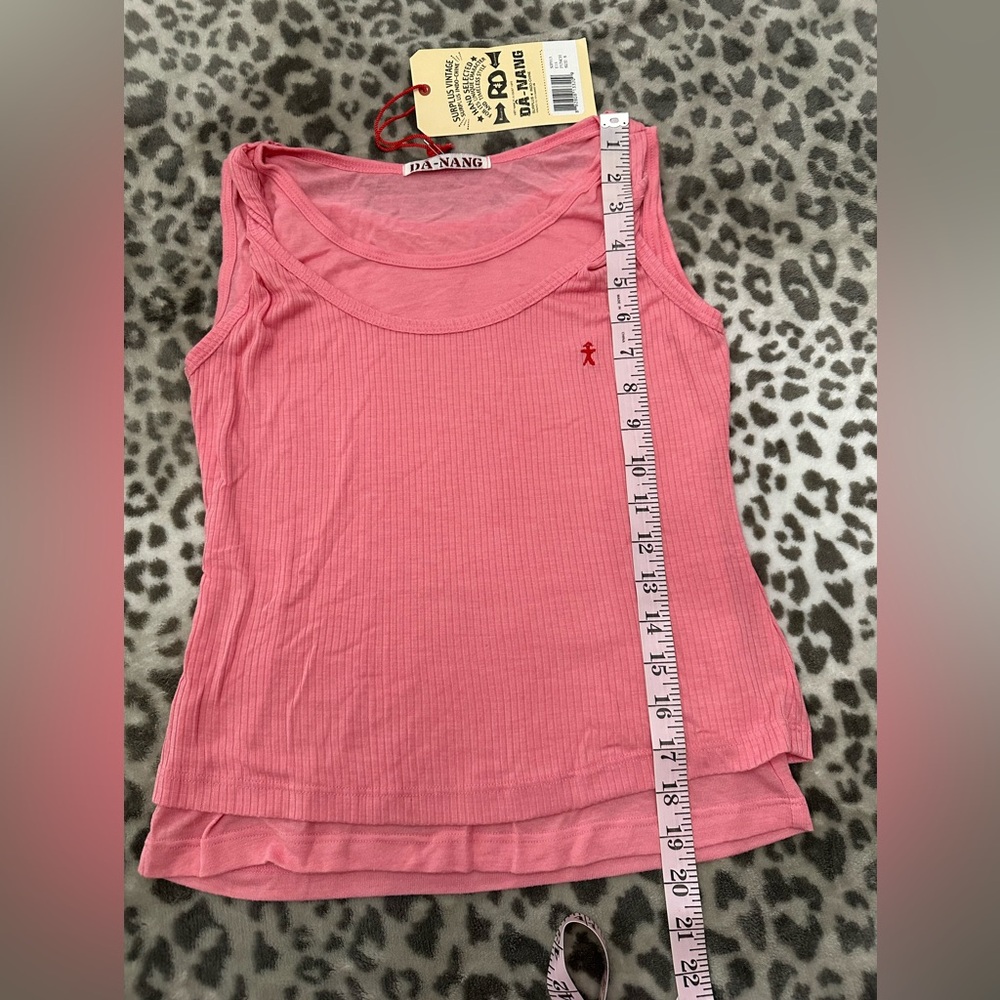 Da-Nang Layered Twist Strap Ribbed Tank Top in Punch Pink Size Small - Picture 15 of 17